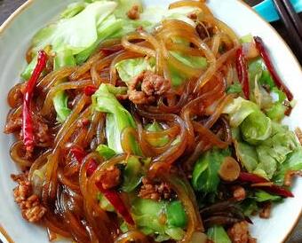 包菜炒粉条12