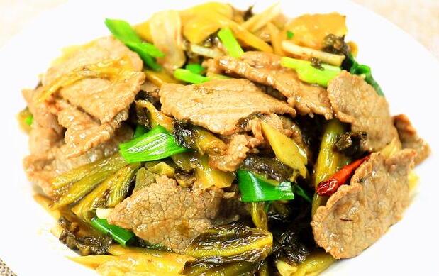 1牛肉怎么炒才嫩 酸菜牛肉片的做法